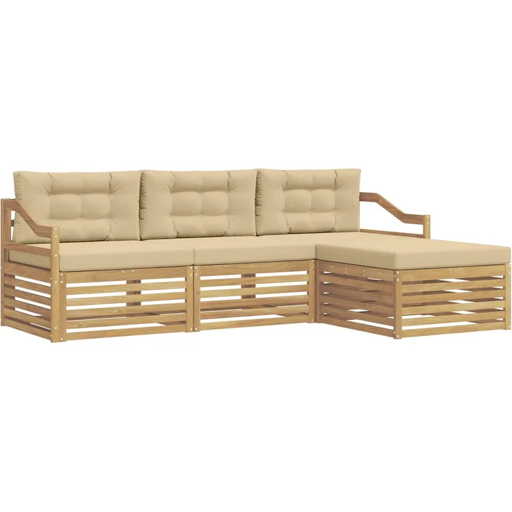 vidaXL Outdoor-Sofagarnitur 4 stk. 4-Sitzer Weiß und Beige Polyester 3390303 – Bild 2