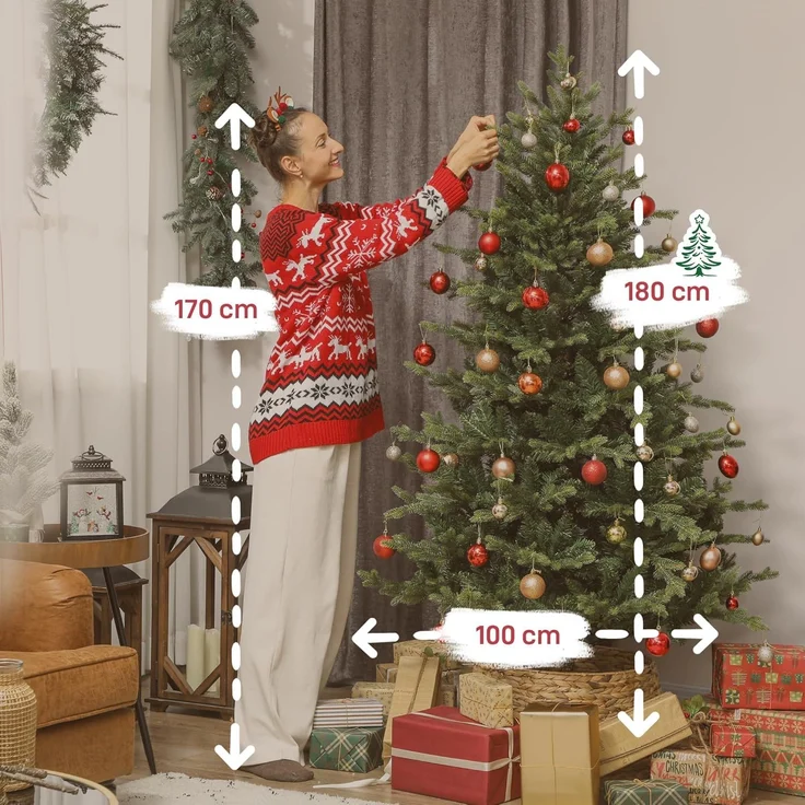 HOMCOM Künstlicher Weihnachtsbaum realistisches Aussehen, flammenhemmend, Tannenbaum, für Weihnachtsfest, Indoor, Grün – Bild 7