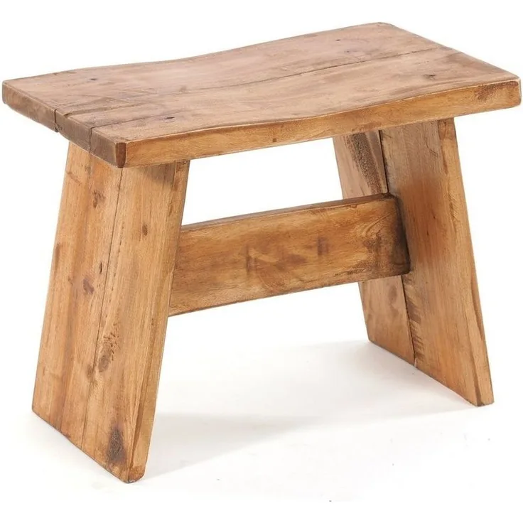 DESIGN DELIGHTS RUSTIKALES SITZBÄNKCHEN SCHEMEL 40" | Mahagoni, massiv, 40 x 31 x 25 cm (BxHxT) | Fußhocker, Dekohocker aus Holz | Farbe: 08 honigfarben gewachst