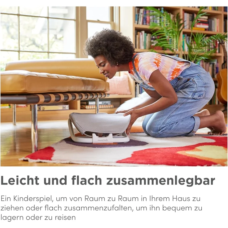 Munchkin 2-in-1 Spring Babywippe & Schaukel| Babyschaukel mit 3 Liegepositionen | Babywippe ab Geburt, flach zusammenklappbar | Baby Essentials | Grau – Bild 5