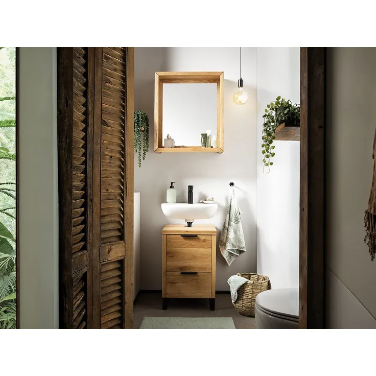Badset 2tlg. massivum Sydney Wildeiche Holz braun 40x60x40 cm Badezimmermöbel-Set Badmöbel-Holz rustikal Landhausstil