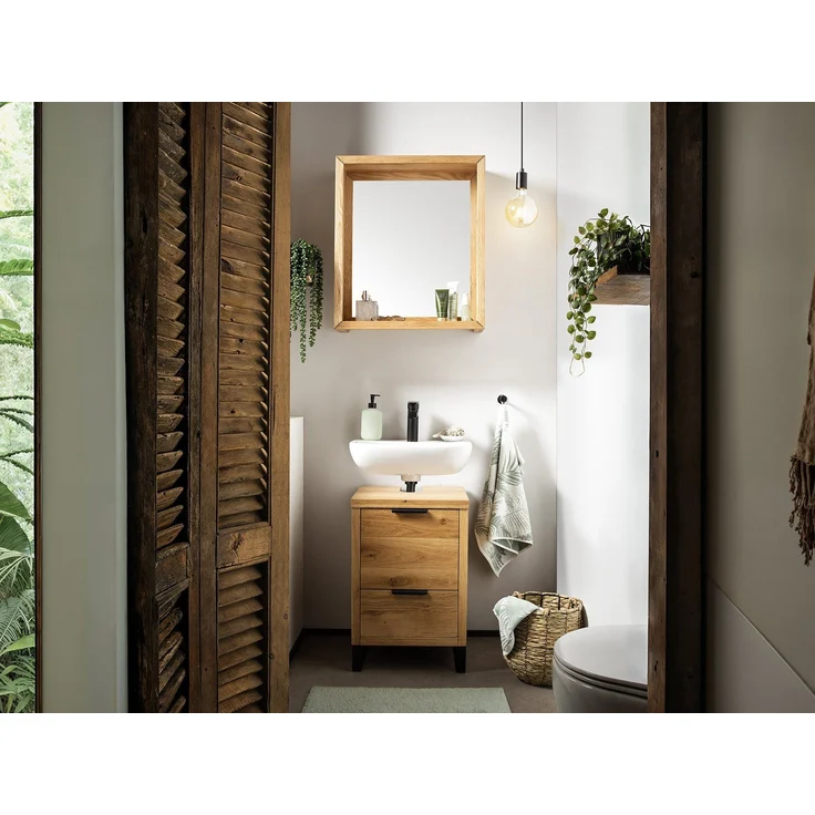 Badset 2tlg. massivum Sydney Wildeiche Holz braun 40x60x40 cm Badezimmermöbel-Set Badmöbel-Holz rustikal Landhausstil