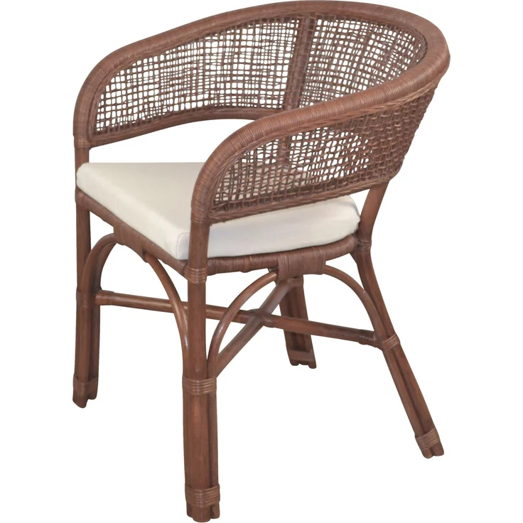 Schöner Rattansessel, Rattanstuhl handgeflochten, braun, inklusive Sitzkissen – Bild 1