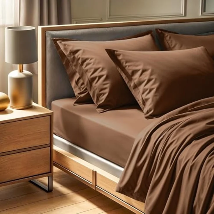 L'essentiel Maison 'Tonne Brune - 85' Ranforce Doppel-Spannbettlaken (FR) (IT) (ES) (DE), Braun, 190+30 x 140 cm – Bild 1