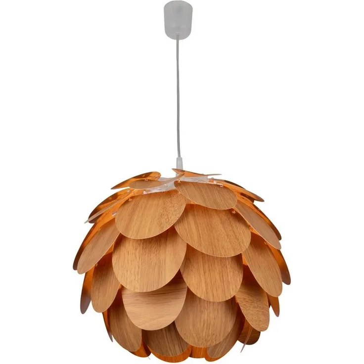 näve Pendelleuchte Foglia, ohne Leuchtmittel, exkl. 1x E27, blütenform, naturfarben, D: 40cm, Pendel weiß 70cm
