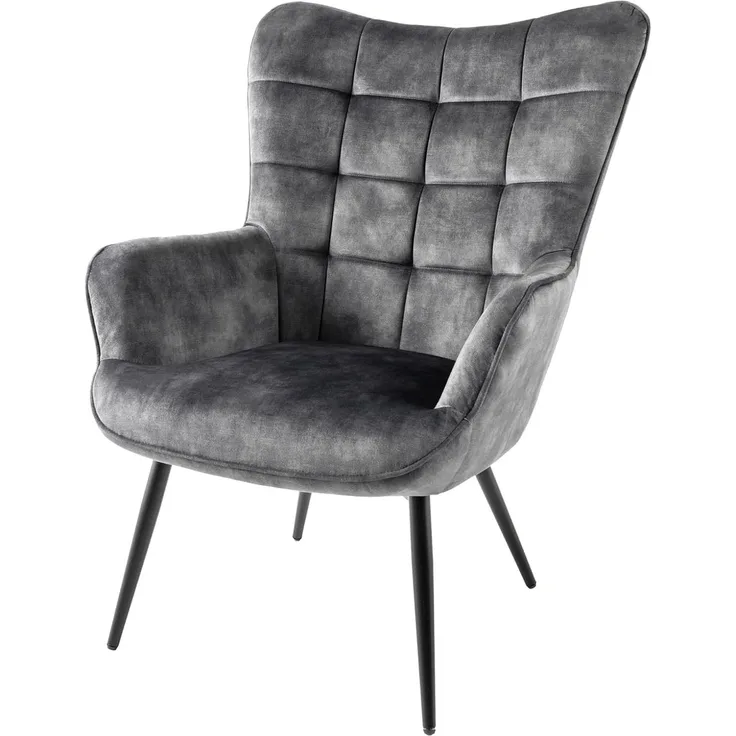 riess-ambiente Sessel SCANDINAVIA grau / schwarz (Einzelartikel, 1-St), Wohnzimmer · Samt · Metall · mit Armlehnen · Scandinavian Design