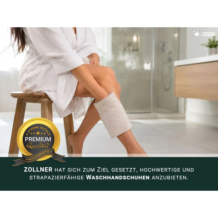 ZOLLNER 20er Set premium Waschhandschuhe, Mischgewerbe, 16x22 cm, braun – Bild 5