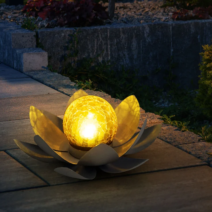 3er Set LED Solarleuchten mit Glas Kugel in Crackle Optik – Bild 5