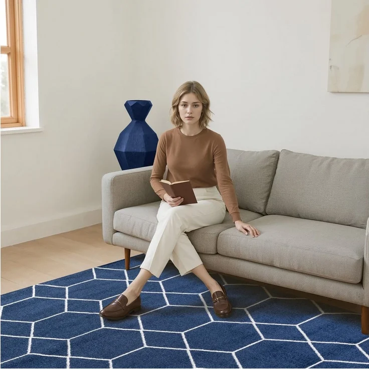 Sanat Teppich Trellis, rechteckig, Höhe: 10 mm, Kurzflor, skandi, boho, auch als Läufer und in rund – Bild 2