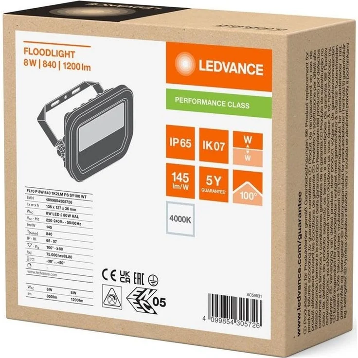 LEDVANCE FLOODLIGHT FL 10 P 8W 1K2LM 840 PS SY100 WT – Bild 2