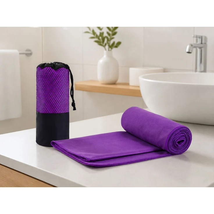 Mikrofaser-Sporthandtuch schnelltrocknend für Yoga und Fitness Lila 76 x 152 cm für Dekoration – Bild 2