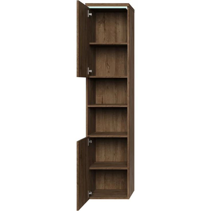 Badplaats Badezimmerschrank Paso 35 x 35 x 160 cm Braun Eiche - Hoch Badschrank Mit 2 Türen – Bild 2