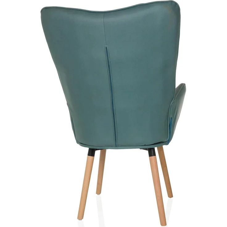 hjh LIVING Ohrensessel in Velour-Optik HAVENIO I Sessel für Wohnzimmer Schlafzimmer, Polsterstuhl mit Holzbeinen, Stoff Mint – Bild 7