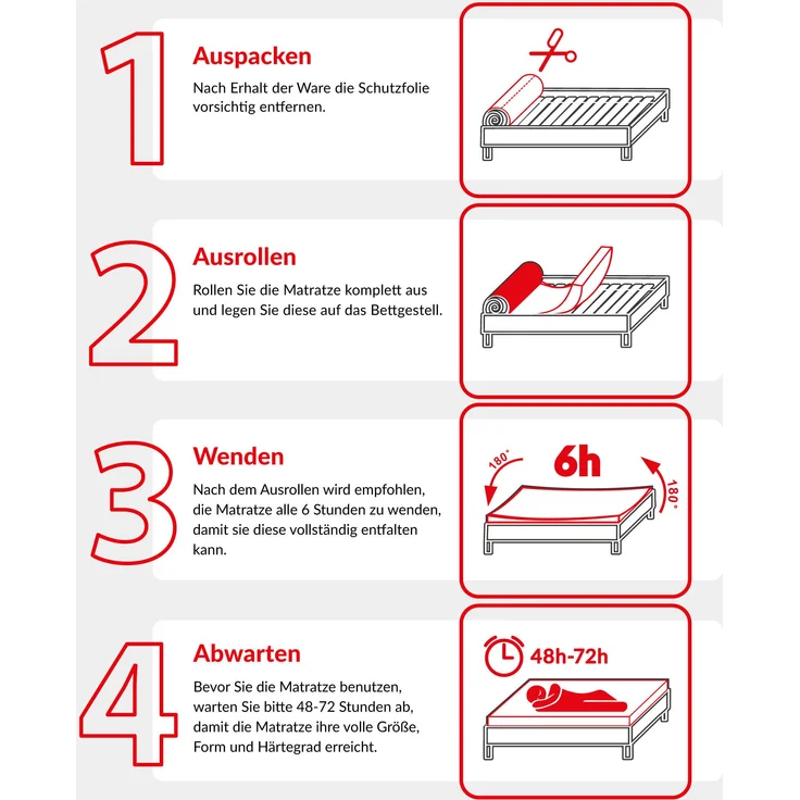 Matratze SAVONA 7 Zonen 80x200 H3/H4 22 cm Kokos Latex Visco profilierter HR Schaum JERSEY – Bild 8