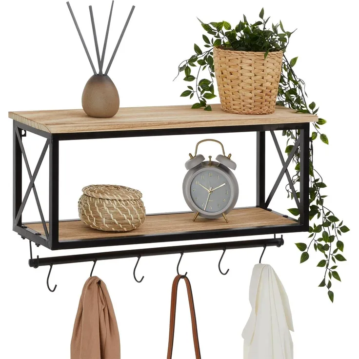 CARO-Möbel Wandgarderobe Armando Garderobenleiste Hängegarderobe schwarz lackiert im Industrial Design
