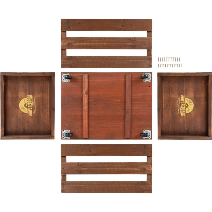 Stagecaptain Holzkiste SPK-100 "Emil" Schallplattenkiste, für bis zu 100 LPs - aus Vollholz im Retro-Design – Bild 2