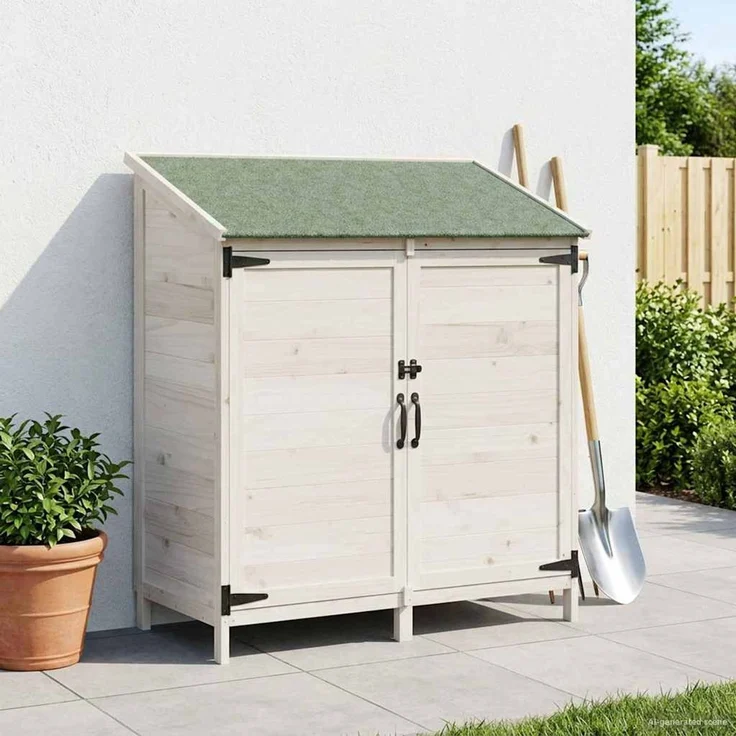 vidaXL Gartenschuppen Weiß 106,5 x 56 x 113,5 cm Massivholz aus Fichte 42033441 – Bild 1