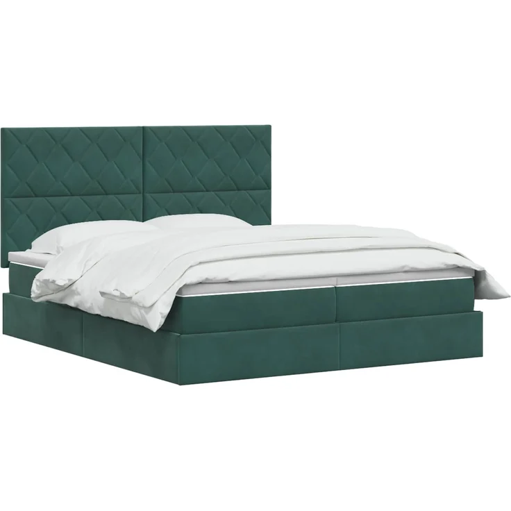 vidaXL Aufbewahrungsbett mit Kopfteil Dunkelgrün 200 x 200 cm Samt 3459846 – Bild 3