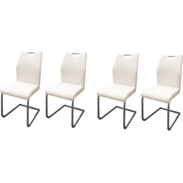 HTI-Line Freischwinger Schwingstuhl 4er-Set Nelly Cremeweiß (Set, 4 St), Freischwinger Esszimmerstuhl Kunstlederbezug Kufengestell aus Metall – Bild 2
