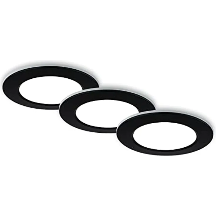 BRILONER 3er Set Bad Einbaustrahler LED, dimmbar und einstellbare Farbtemperatur von warmweiß bis kaltweiß, mit Fernbedienung, IP44, 92x45 mm, Schwarz