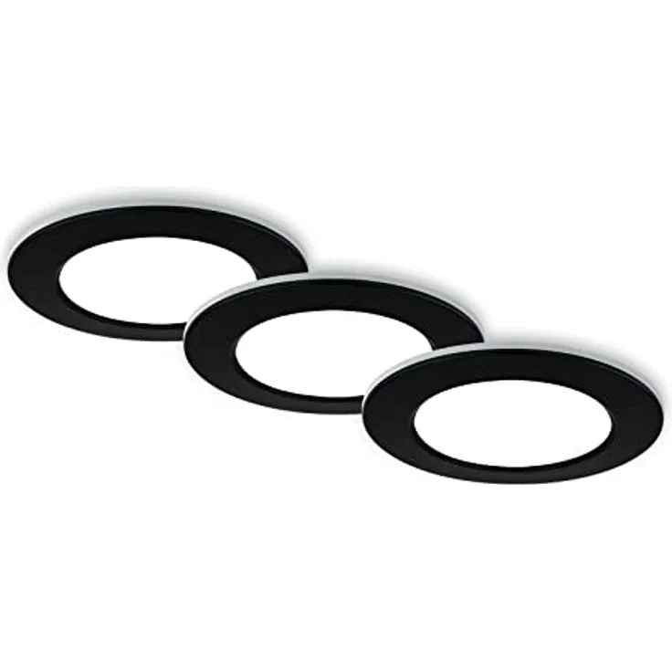 BRILONER 3er Set Bad Einbaustrahler LED, dimmbar und einstellbare Farbtemperatur von warmweiß bis kaltweiß, mit Fernbedienung, IP44, 92x45 mm, Schwarz – Bild 1