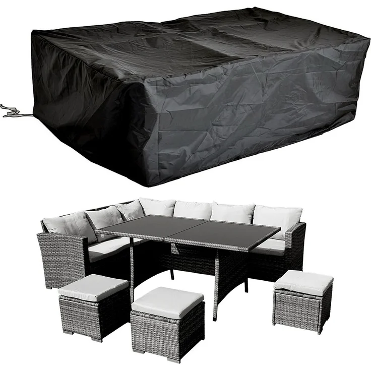 Schutzhülle 262x192x70 Schwarz Gartenmöbel Rattan Abdeckung Plane Haube Wetter – Bild 6