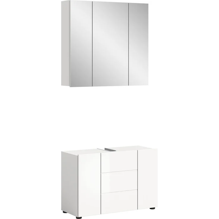 Xonox 'Vira III' Badezimmerset, MDF weiß, Hochglanz, 82 x 190 x 34 cm – Bild 1