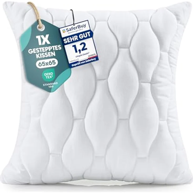 Utopia Bedding Kopfkissen 65x65 cm, gesteppte Mikrofaser, weich und atmungsaktiv, 1er Set für Bett und Dekoration – Bild 1