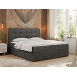 Polsterbett Kunstlederbett mit Bettkasten, Stauraumbett - ERNI - 120x200cm - Dunkelgrau Velours - H3