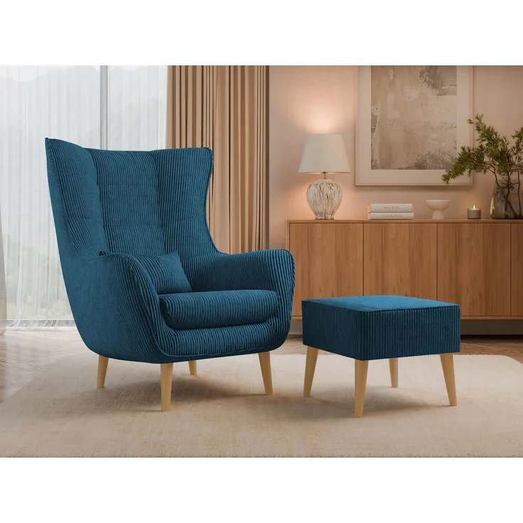 Sessel Lucio Cord (Farbe: Poso 05, mit Fußbank) – Bild 2