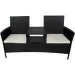 vidaXL Gartensofa 2-Sitzer mit Teetisch Poly Rattan Schwarz 42844