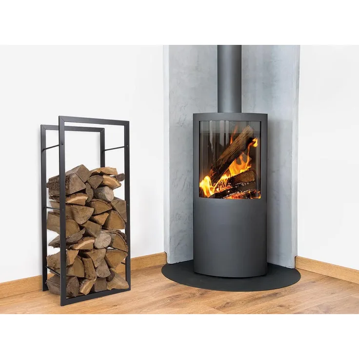 Kaminholzregal für innnen, Stahl Schwarz - Höhe 100cm Breite 45cm