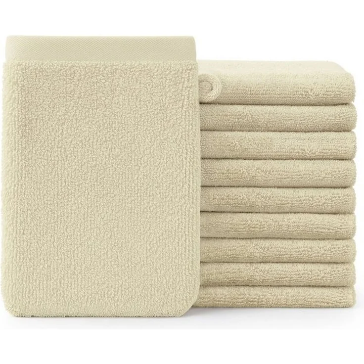 Blumtal Waschhandschuh 10er Set aus Frottee 15x20 cm - weich und saugstark, (Set), mit modischer Bordüre und praktischer Aufhängeschlaufe, 100% Baumwolle – Bild 4