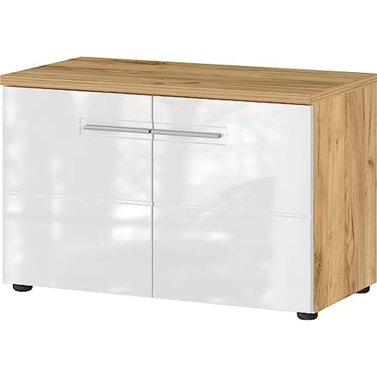 Sitzbank ALEDO als Geraderobenbank in Navarra Eiche Nb. / Weiß ca. 75 x 50 x 41 cm