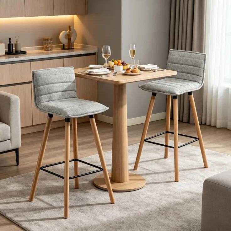 2er Set bequeme Barhocker, gepolsterter Sitz, integrierte Rückenlehne und Fußstütze für Küche & Theke(nur mit 2pcs Barhocker)--Herde--48x48x99.5cm--YOUDENOVA