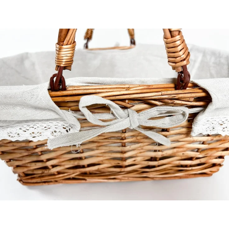 Kobolo Dekokorb Weidenkorb Korb - Klapphenkel - mit Leinentextil, in Handarbeit hergestellt – Bild 7