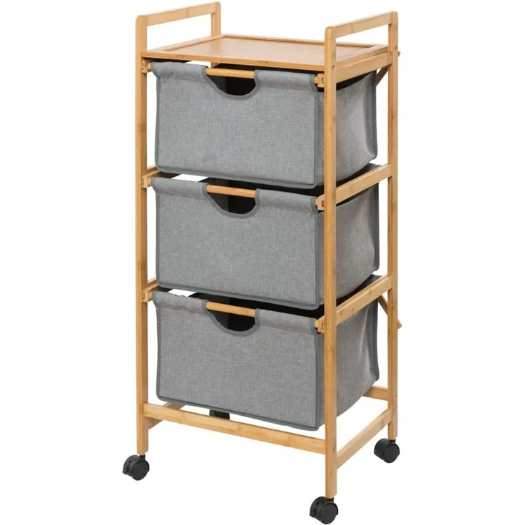 BAHARI Badregal, praktische Bambusmöbel mit 3 Schubladen und Ablage - 96 x 44 x 34 cm, WENKO - WENKO