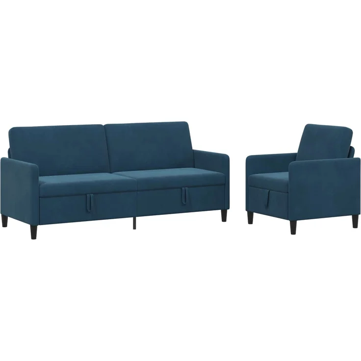 vidaXL Sofa Set mit Stauraum 2 stk. Blau Polyester 3429255 – Bild 2
