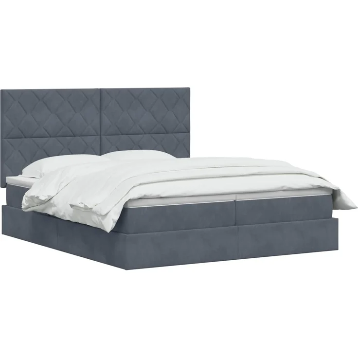 vidaXL Aufbewahrungsbett mit Kopfteil Dunkelgrau 180 x 200 cm Samt 3459838 – Bild 3