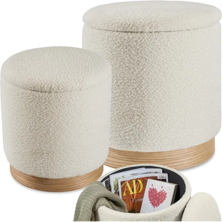 tectake Sitzhocker 2er Set Sitzhocker mit Stauraum, rund