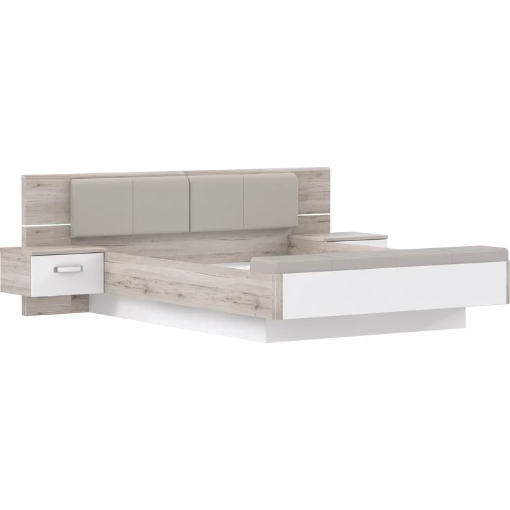 Bettanlage >Rondino< in Sandeiche Dekor mit weiss- 265,3x87,7x237cm (BxHxT)