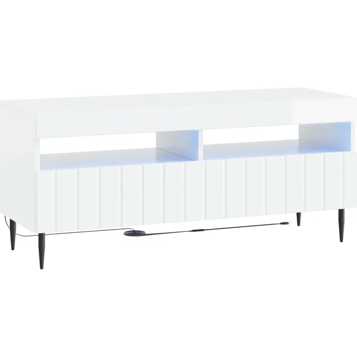 vidaXL 3-teiliges LED TV Regal ZWOLLE Hochglanz Weiß Holzwerkstoff 3416519 – Bild 5