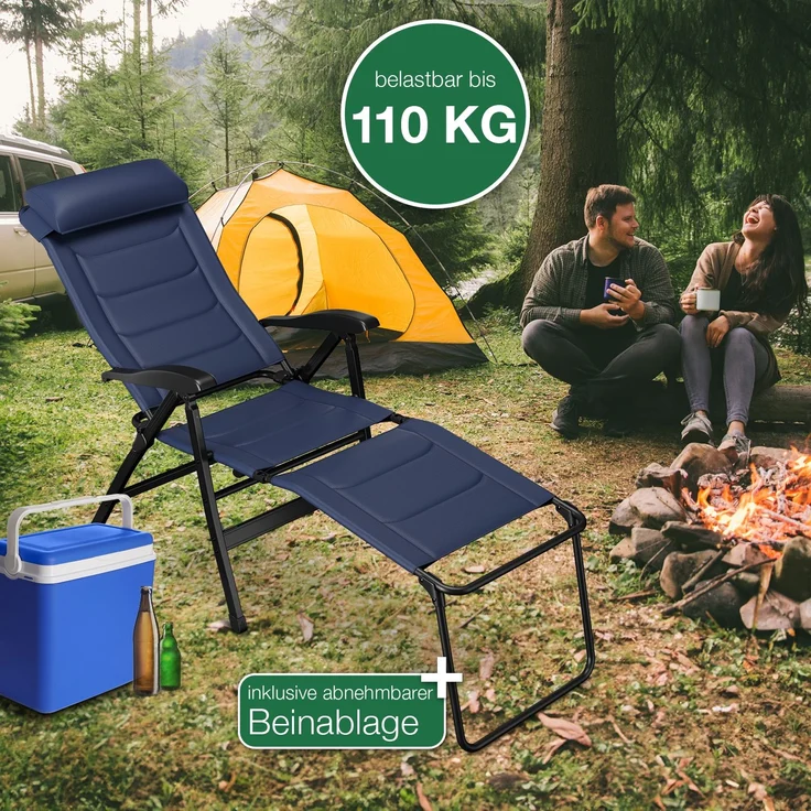 aktivshop Gartenstuhl mit Liegefunktion bis 110kg, Sonnenliege, Gartenliege, 59 × 117 × 80 cm – Bild 4