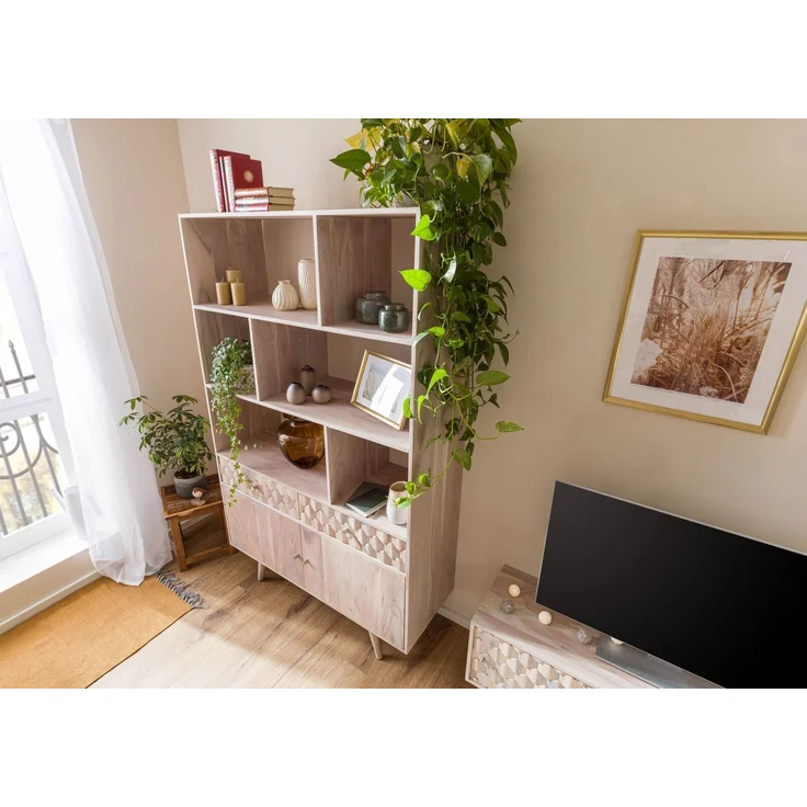 Regal Akazie 115x42x185 weiß lackiert MOSAYK #204 – Bild 2