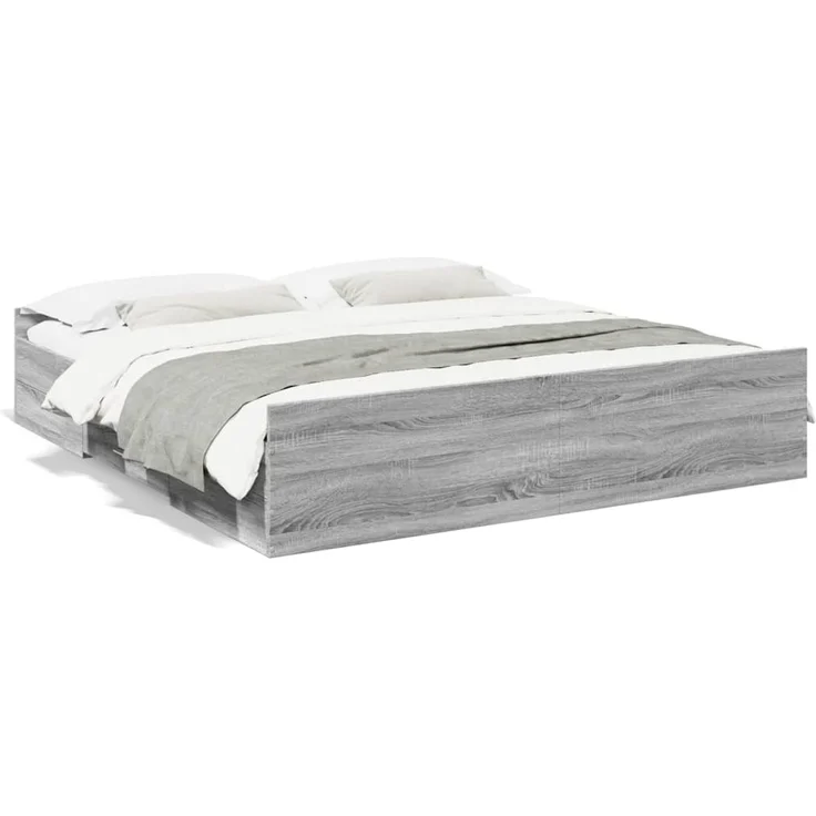 vidaXL Bettgestell mit Schubladen Grau Sonoma 180x200cm Holzwerkstoff 3280277 – Bild 1