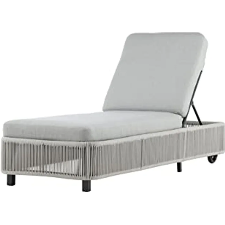 Gardenson Sonnenliege, Grau-Schwarz, Metall mit Schaumstofffüllung, 75x32x205 cm, Gartenmöbel