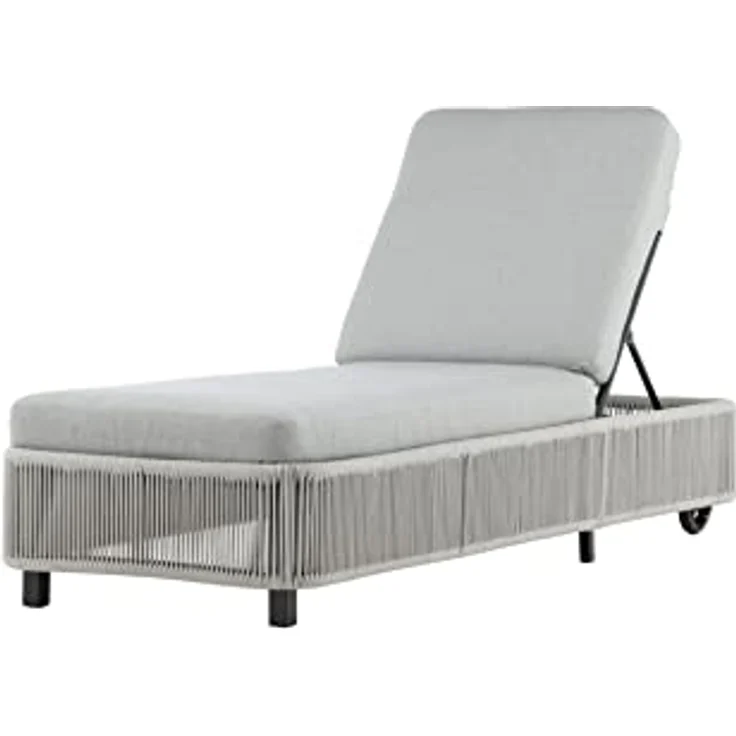 Gardenson Sonnenliege, Grau-Schwarz, Metall mit Schaumstofffüllung, 75x32x205 cm, Gartenmöbel – Bild 1