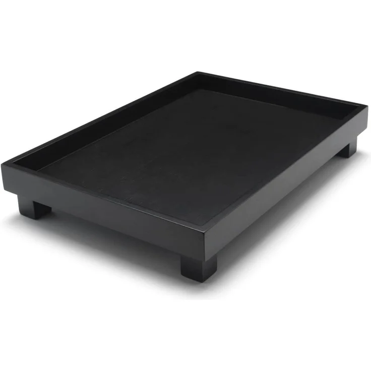 Brillibrum Dekotablett Tablett schwarz Serviertablett Holz Tablett rechteckig Holztablett – Bild 1