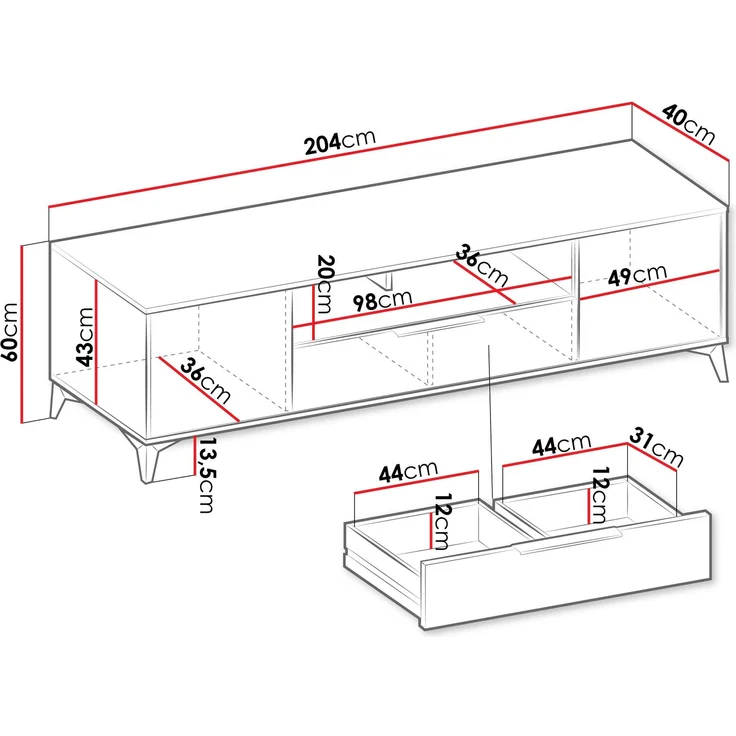 TV-Lowboard Xylix Bis 2D1SZ (Farbe: Nuss Okapi) – Bild 9