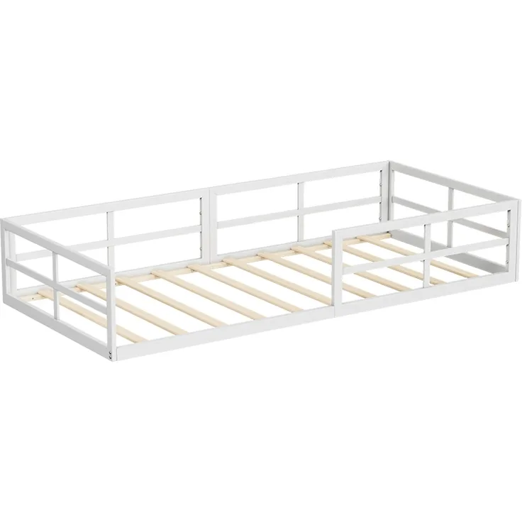Bodenbett aus Metall Minno Weiß 205 x 95 cm ohne Matratze Vitalispa
